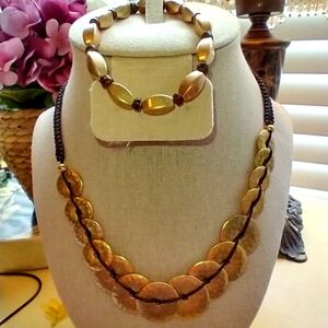 Ralph Lauren Grecian gold necklace with toggle closure and unbranded bracelet